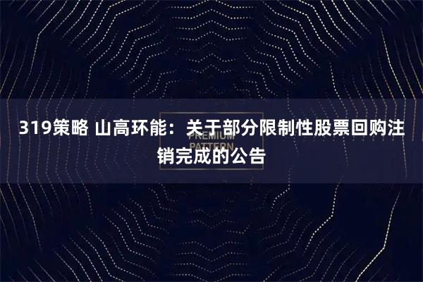 319策略 山高环能：关于部分限制性股票回购注销完成的公告